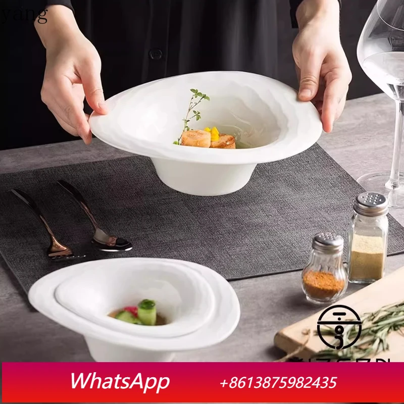 

LMM White Shaped Salad Bowl Creative Wave Tableware Chinese Household