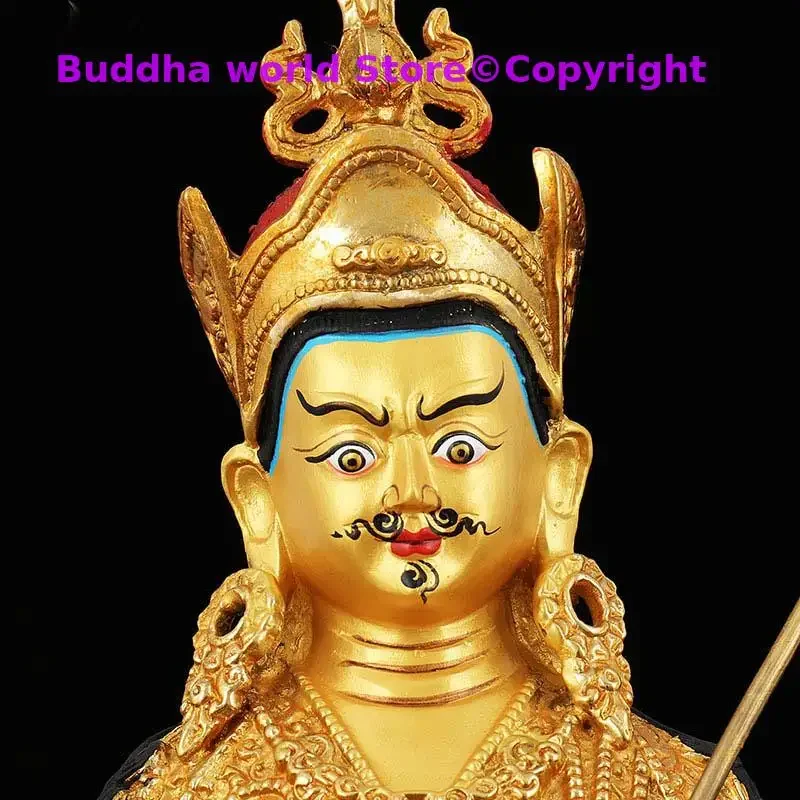 Tibetan Buddhism Guru Rinpoche Padmasambhava Gilding Bronze Statue, Home and Office Protection, House Protection, TOP GOOD, TOP