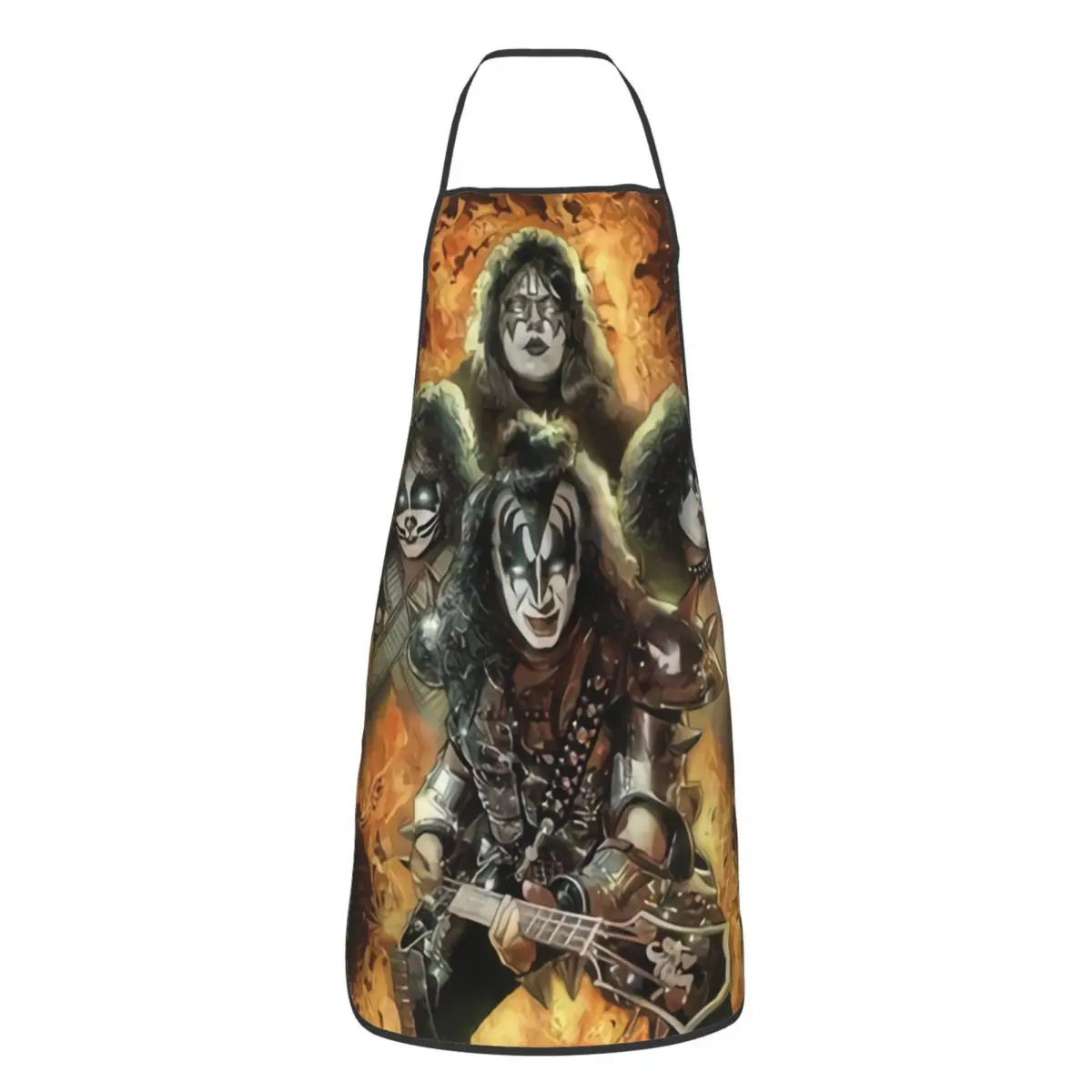 Custom Kiss Rock Metal Band Apron for Women Men Unisex Bib Kitchen Cooking Tablier Cuisine Chef Painting