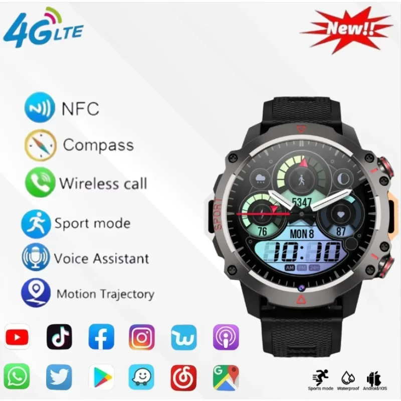 

Smartwatch4G Android 1,52-дюймовый полный сетевой независимый SIM-карта Видеозвонок GPS Wi-Fi Bluetooth Голосовое приложение Загрузка Спортивные часы