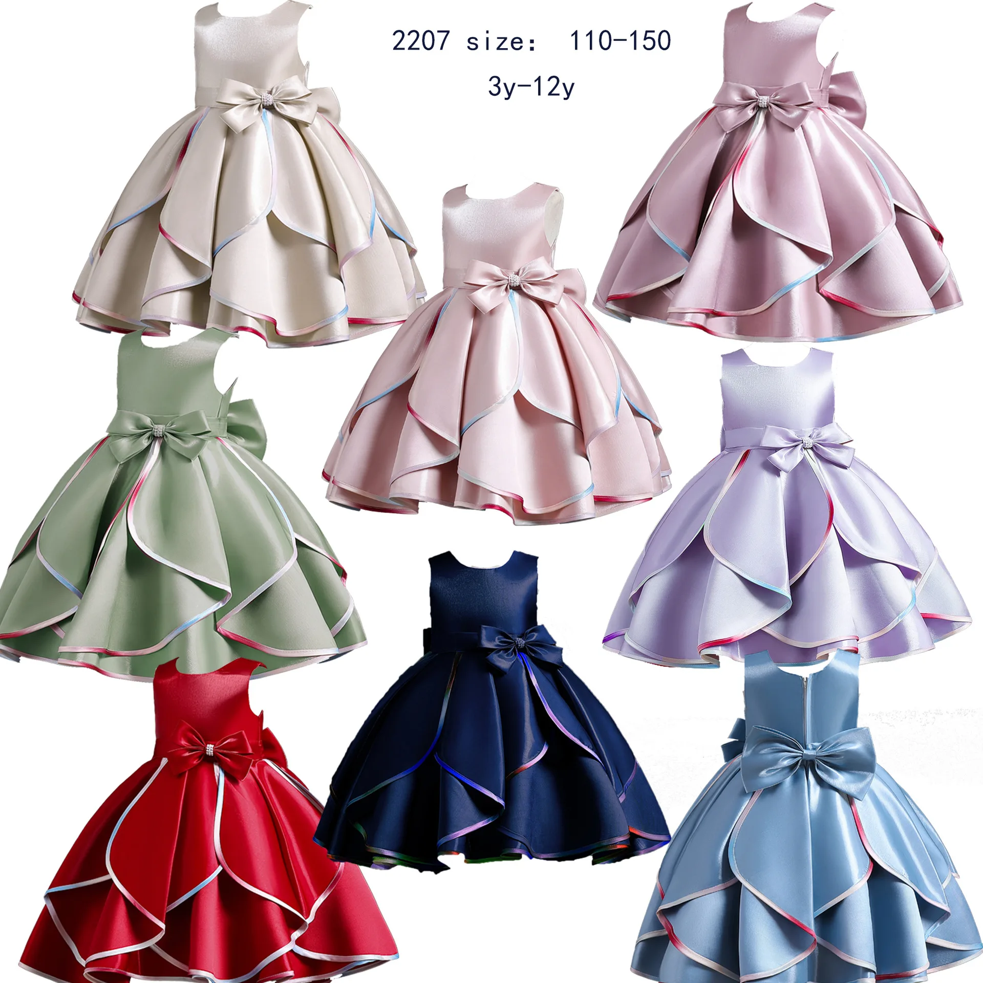 HETISO Sleeveless Flower Girl Dresses Christmas Party Dress for Kids Satin Junior Concert Formal Elegant Banquet Ball Gowns 3-10