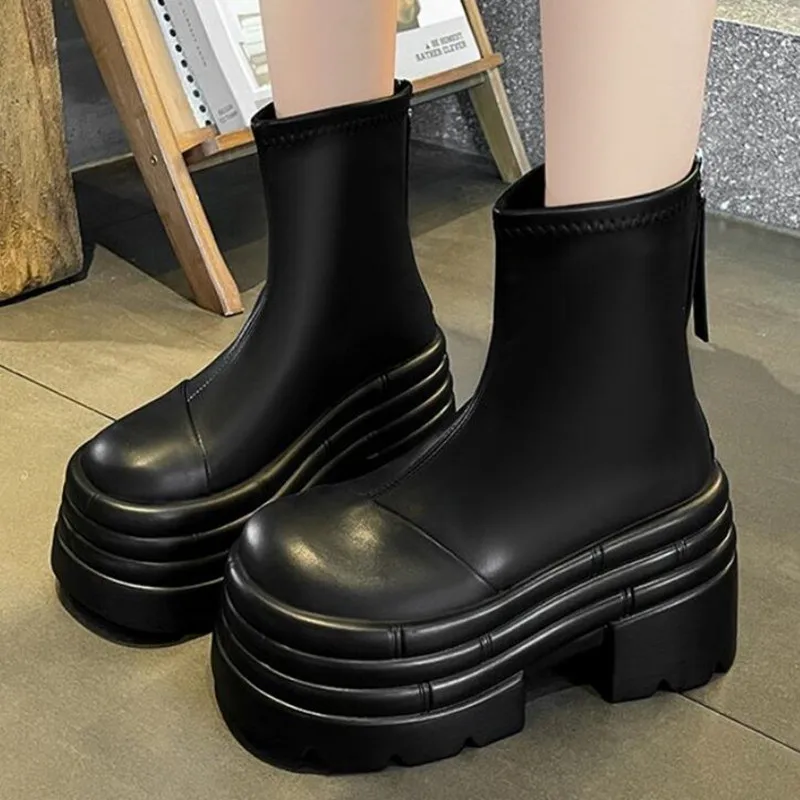 

Новые женские модные короткие ботинки, женские пикантные кожаные ботинки с квадратным носком, повседневная женская обувь на высоком каблуке на молнии, Zapatos