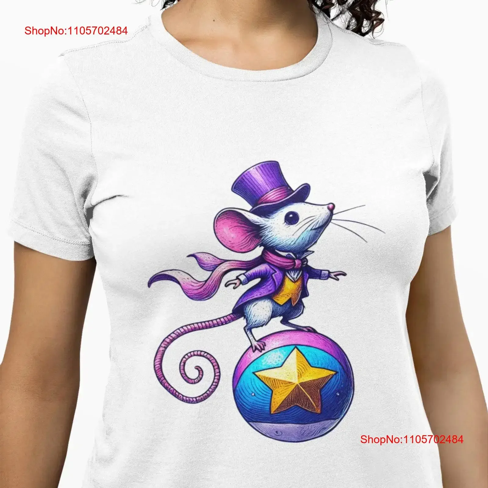 Charming Circus Mouse T Shirt Dapper Top Hat Novelty Design with Colorful Ball Quirky Unique Fun Idea vintage Washed homme