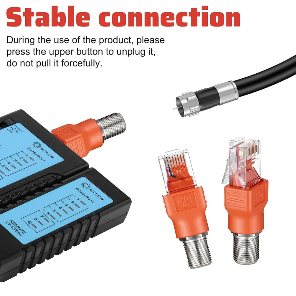 2PCS F Type to RJ45 Adapter - Premium Coaxial RF Female to Male Connector for TV Antenna & Network Cable Signal Conversion