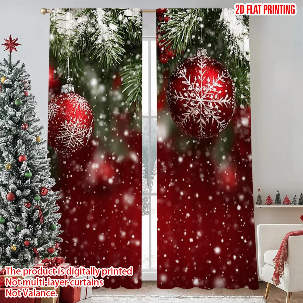 

2pcs 2D flat printing Merry Christmas Drapes Snowflake Christmas Fabric Without Electricity Festive Holiday Perfect for Festive