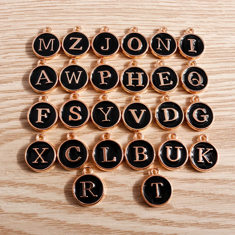 10 Stück niedliche, bunte Buchstabenanhänger (Alphabet 26 A-Z) für die Schmuckherstellung, Anhänger, Halsketten, Ohrringe, Armbänder, Bastelbedarf für DIY-Projekte – Detail 16