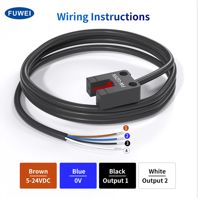 FW-F25N Czujnik fotoelektryczny z rowkiem U Bezpośredni zamiennik dla Panasonic PM-L25/F25/R25/K25/U25 Typ przeciwstawny z czerwoną diodą LED wklęsłą — zdjęcie produktu 5
