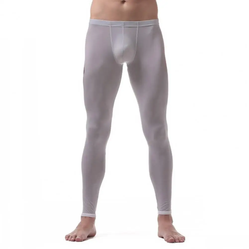 Silky Smooth Slim High Elastic Long Johns masculino, calças respiráveis, U Convex Bulge Pouch