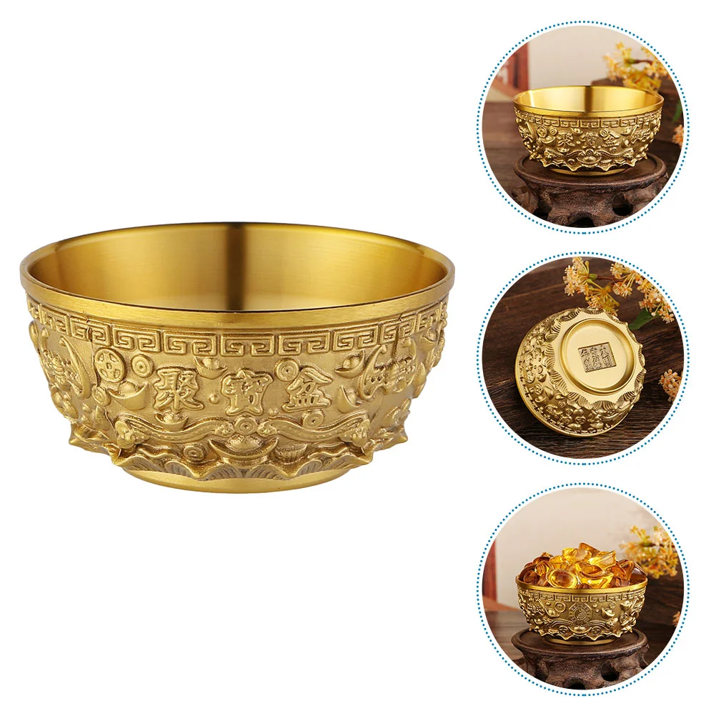 

Wealth-promoting (small Cornucopia 8cm) Desktop Decoration Crafts Bowl Chinese Brass Treasure Basin Office Offering