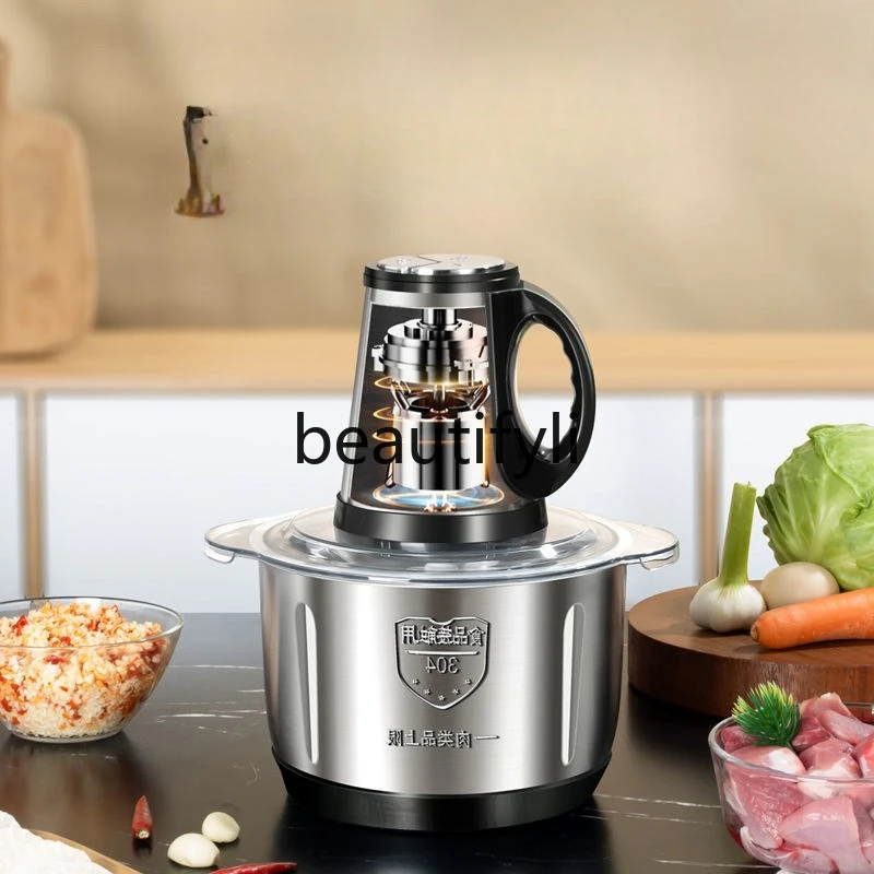 

Stainless Steel Meat Grinder Small Household Blender Dumpling Large Capacity Automatic Food Processor