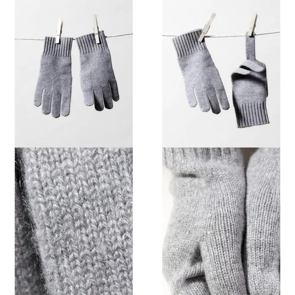 

Pure Cashmere Ribbed Knit Gloves - Classic Cashmere Jersey Gloves