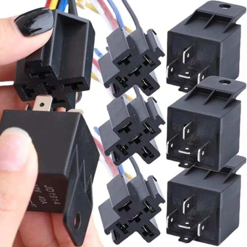 

12V 40A 5Pin Automotive Relay Heavy Duty SPDT Car Relay with Socket Mounting Back Flame Retardant for Auto Truck Motorcycle