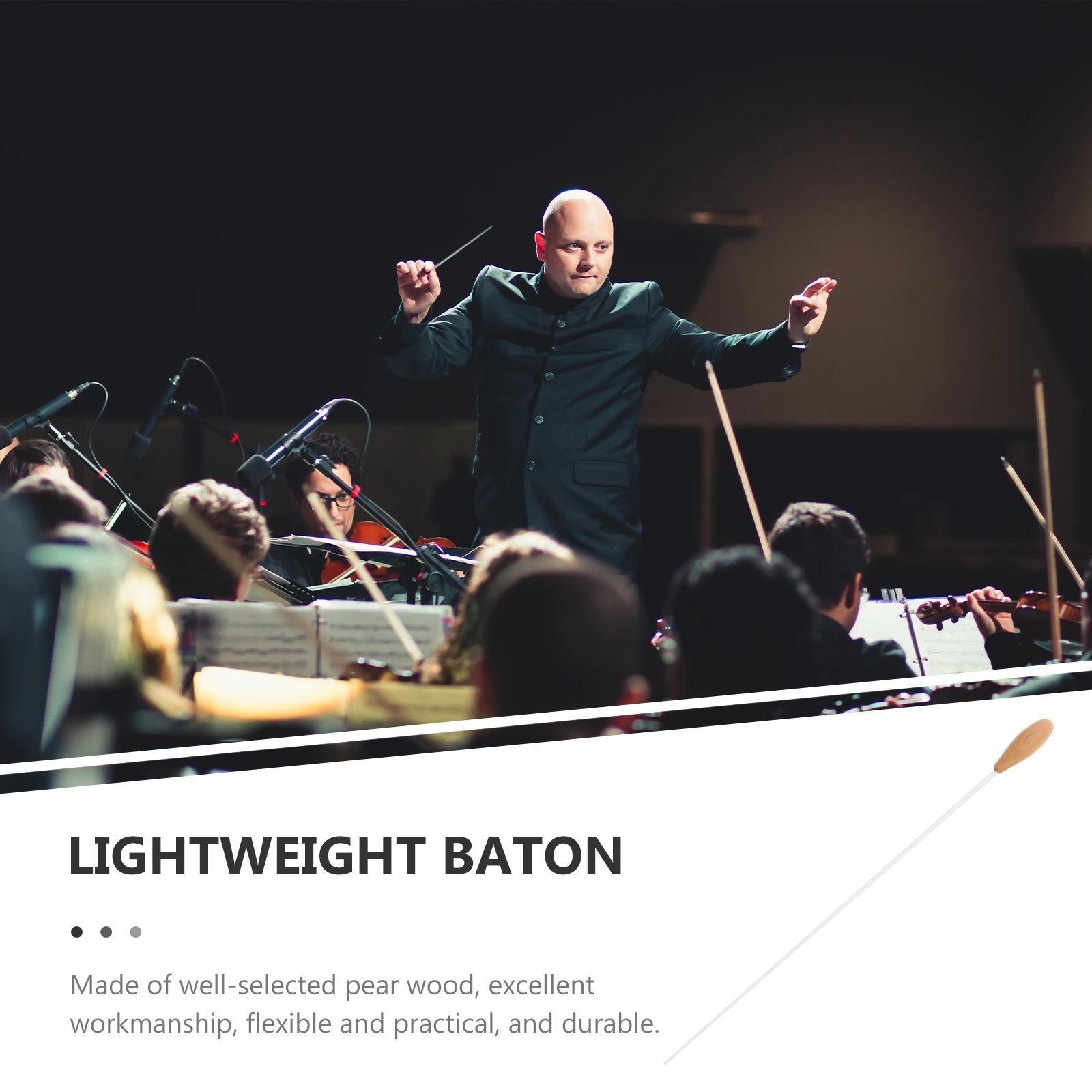 

Concert Conductor Baton Pear Wood Professional Durable Lightweight Show Performance Music Accessory Orchestra Conducting Tool