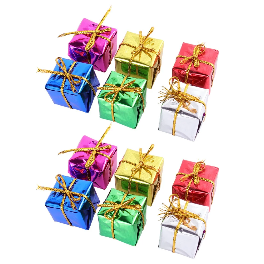 

120Pcs Christmas Ornaments Hanging Mini Gift Boxes Festive Foil Decorations for Christmas Tree Wall Table Railing Decoration