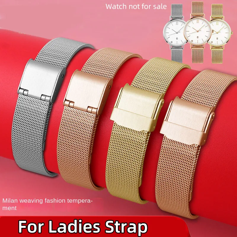 

6mm 8mm 10mm 12mm 14m Ladies watchband For Casio Fossil Longines DW Swarovski stainless steel women's strap Milanese bracelet