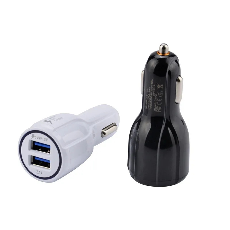 50Pcs Car Charger For iPhone Samsung Xiaomi Cigarette Lighter Mobile Phone USB Charger Adapter 2 USB Super Fast Charging in Car