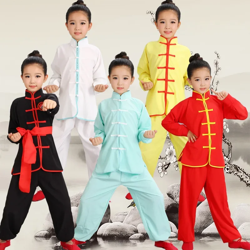 Traditional Chinese Clothing Men Women Kid Tang Suit Performance Tai Chi Outfit Boy Set Stage Costume Girl Wushu Kung Fu Uniform