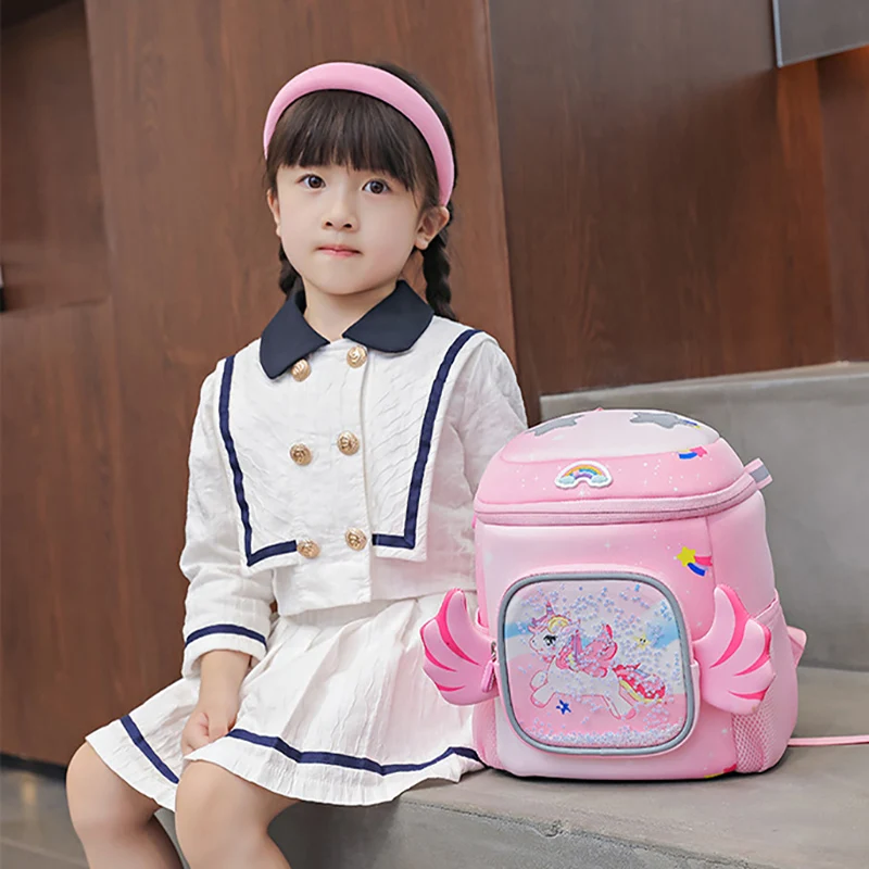 여아 학교 배낭 유치원 어린이를 위한 핑크 유니콘 책가방, 어린이 학교 가방 학생 팩 Mochilas Kawaii Bolsa