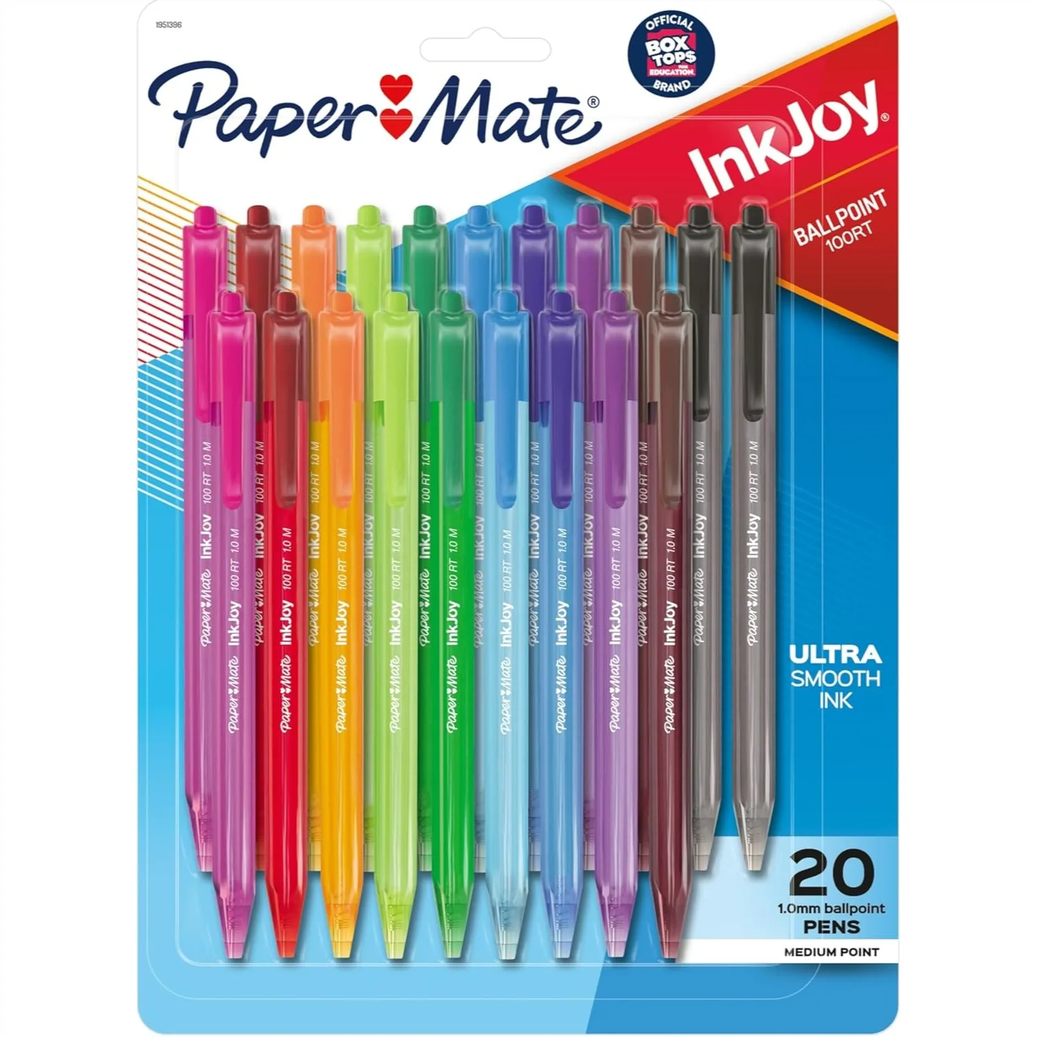 Retractable Ballpoint Pens Medium Point 1.0mm, 20 Count Assorted Colors for Office Supplies Note-Taking Back to School
