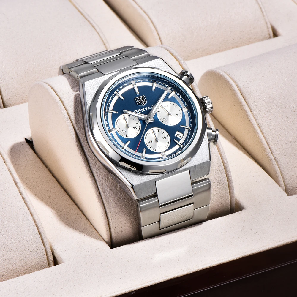 BENYAR 2025, neue Herrenuhren, Top-Marke, Luxus-Quarzuhr für Herren, Chronograph, Sport, Herren-Geschenkuhr, Edelstahl, leuchtend