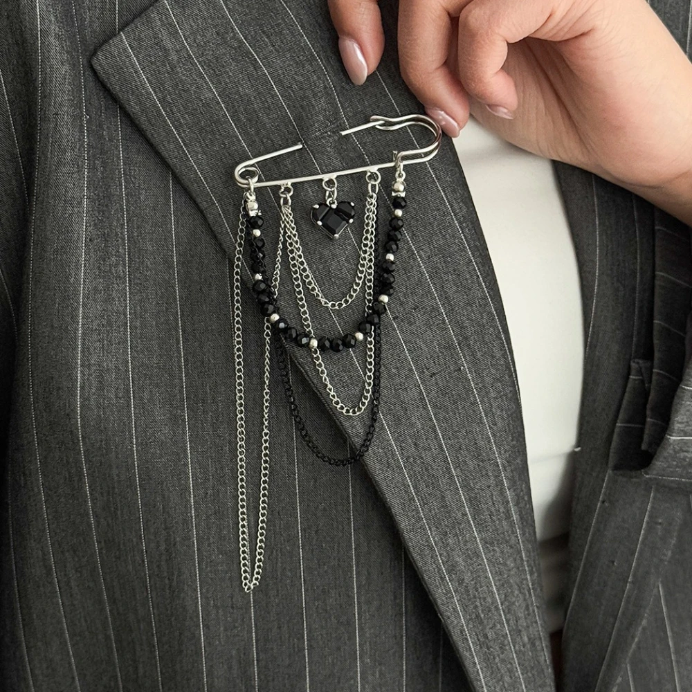 Herzförmige Quasten-Broschen für Damen Perlenketten-Anstecknadel Modeschmuck Elegantes Dekoratives Kleidungszubehör – Detail 3