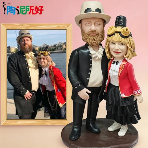 Custom Handmade Bobblehead Sculpture Figurines-Personalized Polymer Clay Doll from Your Photo-Wedding Anniversary Gifts for Wife