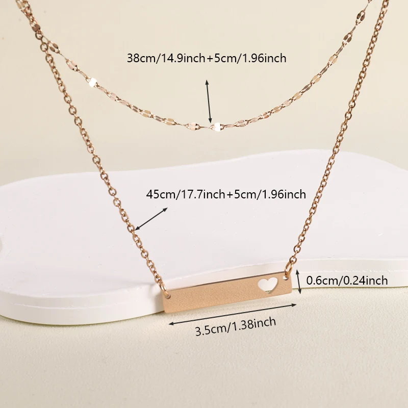 Customized Double Layer Fine Engraved Name On Rectangular strip Wiht Lip and O Chain Necklace Versatile Daily Wear Jewelry