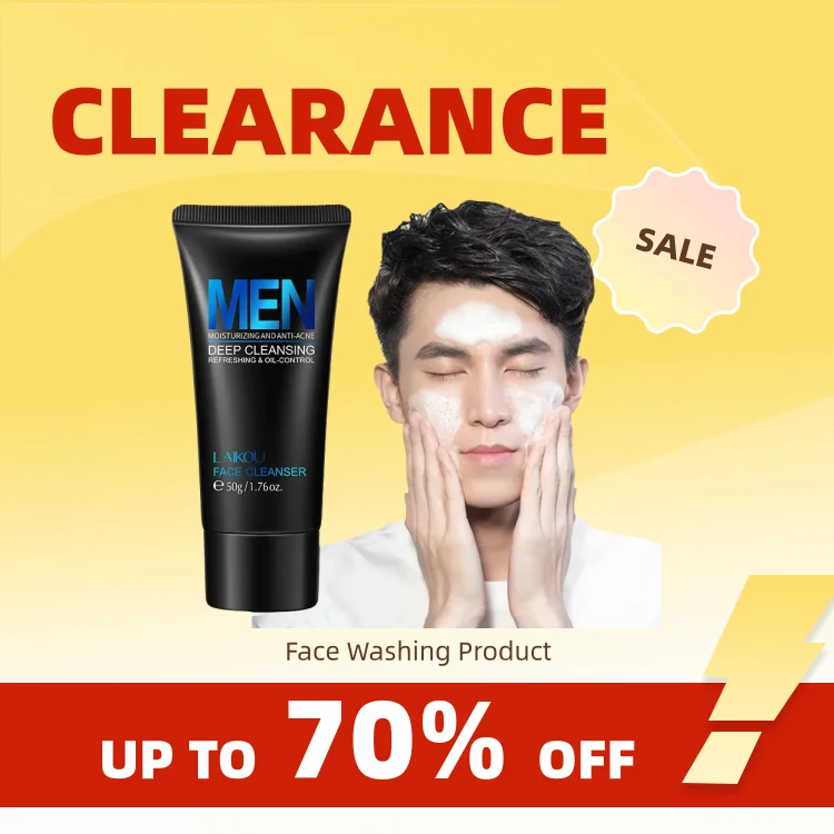 Clearance_LAIKOU Men Facial Cleanser Face Washing Moisturizing Man Skin Care Oil Control Blackhead Remove Scrub Cosmetics Deep N