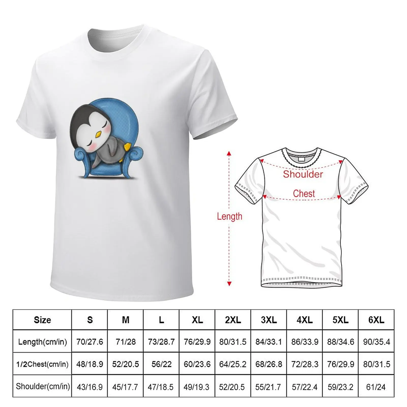 Sleeping Penguin Pauly the Penguin T-shirt plus sizes plain mens t shirts casual stylish