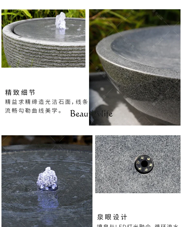 *natural stone carving water bowl cornucopia to attract wealth modern simple outdoor ornament