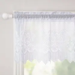 JINCHAN 1Panel White Lace Kitchen Valance Sheer Curtains for Living Room Leaf Light Filtering Rod Pocket Rustic Sheer Valance