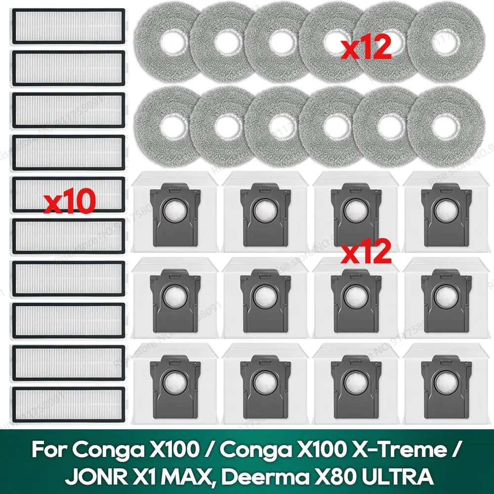Compatible for Conga X100 / Conga X100 X-Treme / JONR X1 MAX, Deerma X80 ULTRA Accessories Filter Dust Bag