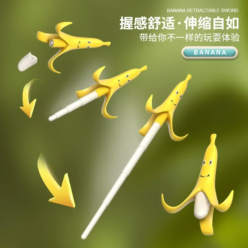 3D Telescopic Sword 3D Printing Banana Sword Stress Relief Toy Retractable Katanas Cosplay Weapons Model For Kids And Boys