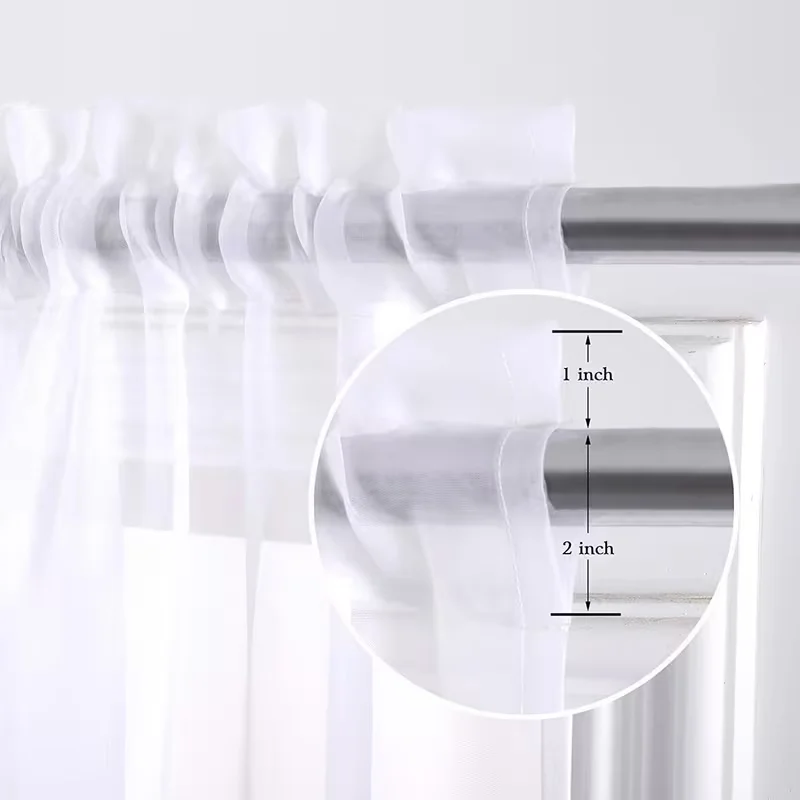 Modern Solid Colour Sheer Curtain Rod Pocket Curtains for Living Room Bedroom Home Decoration French Window Screen
