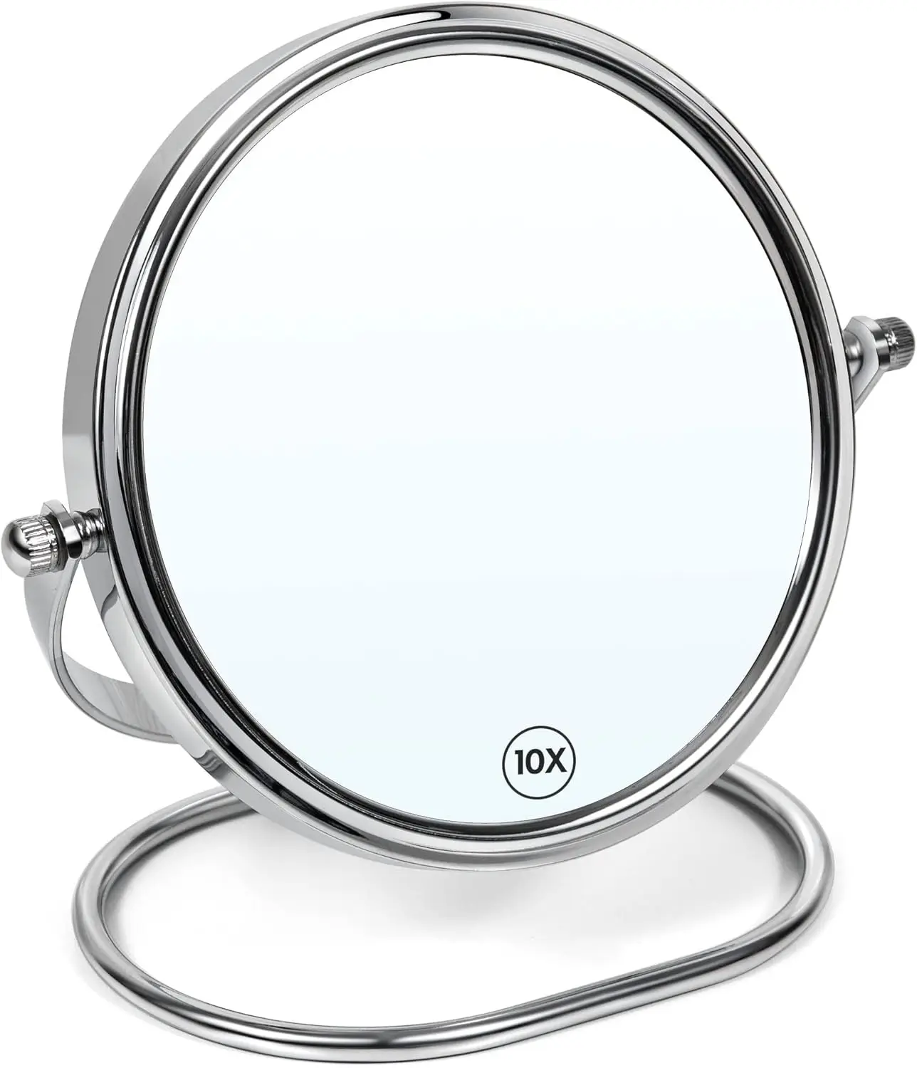 

Two-Sided Makeup Mirror with Stand 1X and 10X Dual Sided Magnification Light weight&Portable Table Top Magnifying Vanity Mirror