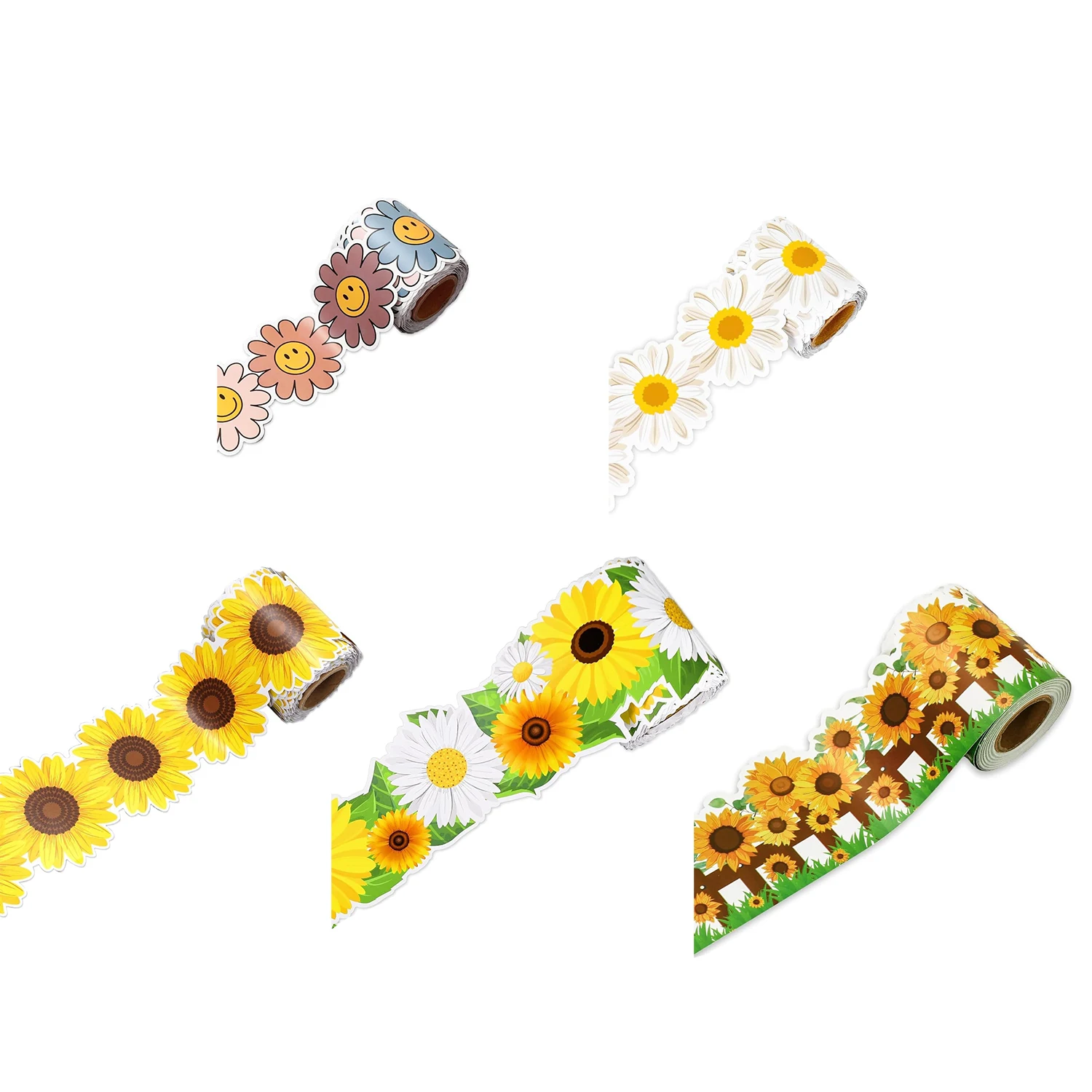 7.5cm x 10Meters Sunflower Blackboard Stickers Decorative Frame Sticker Kindergarten/School Handmade Craft Sticker Stationery