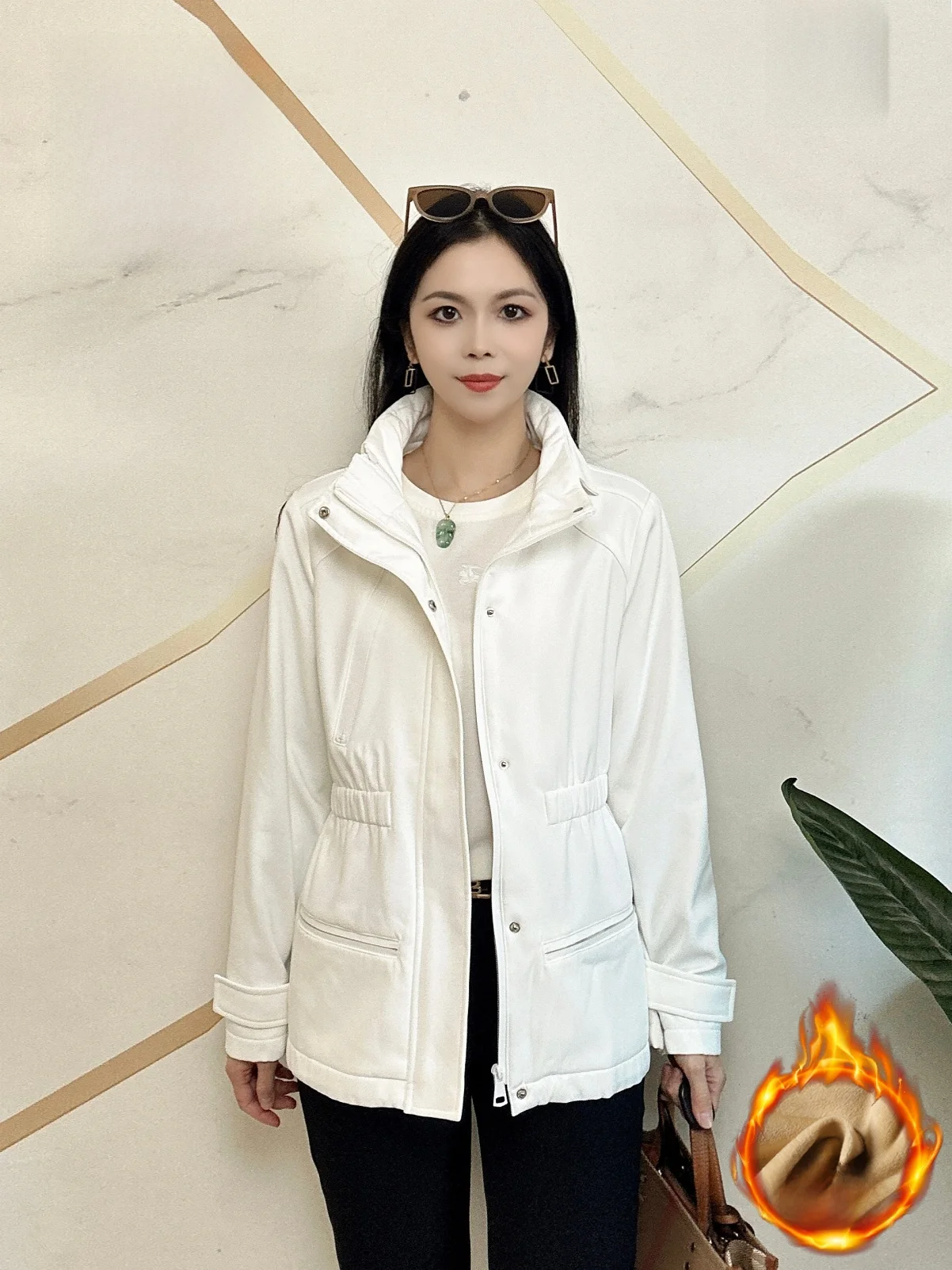 

Зимнее утепленное пальто с подкладкой, приталенное, повседневное, в британском стиле, женское, теплое, модное, с воротником-стойкой