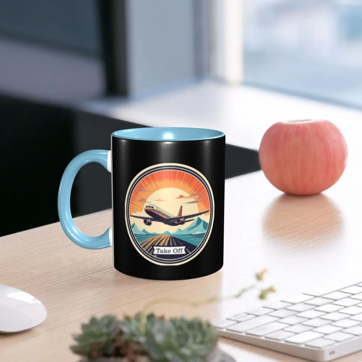 Vintage Airplane Taking Off Mug Funny Ceramic Coffee Cups Tea Mugs Milk Cup Drinkware Gift for Friends
