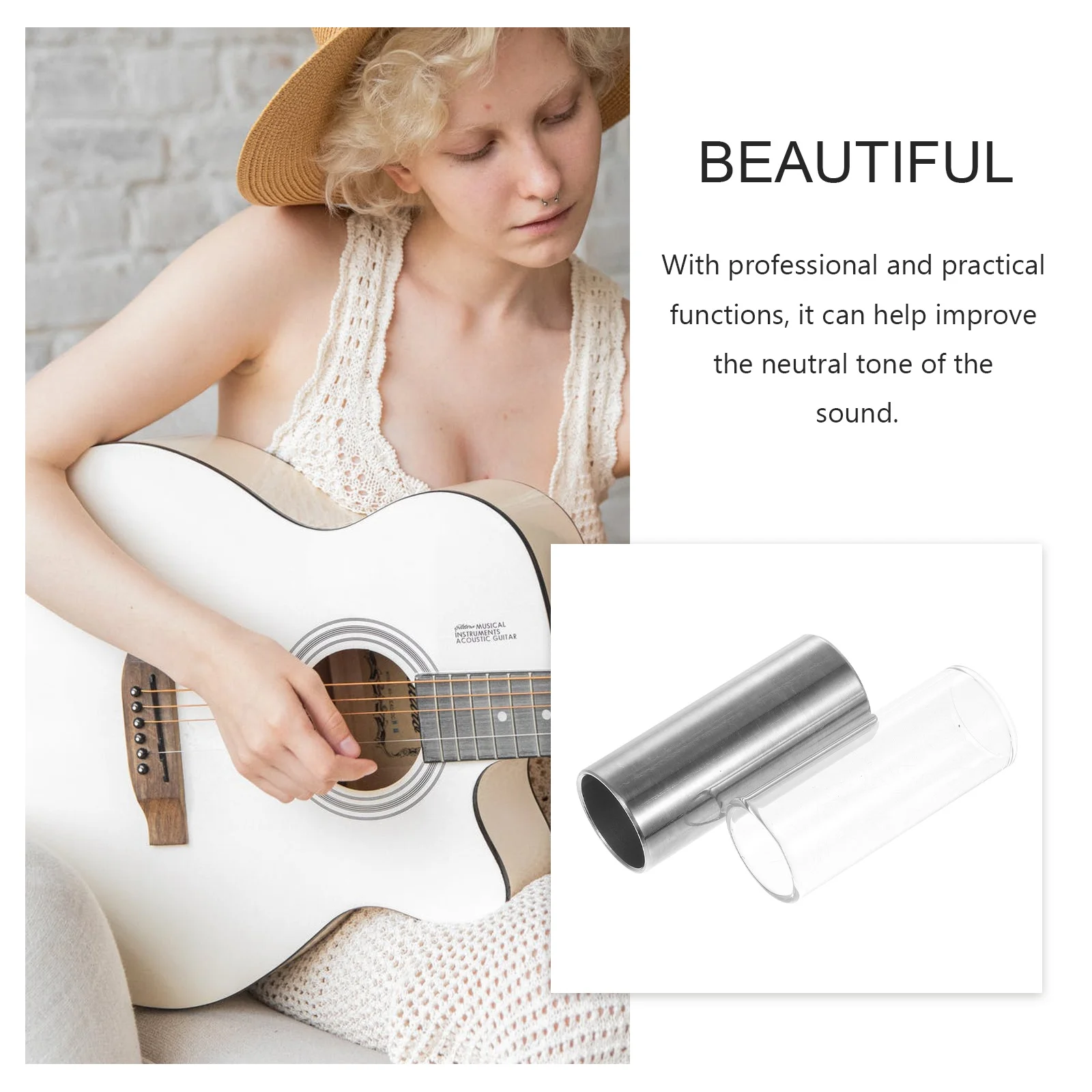 

2Pcs Guitar Slide High Quality Practical Guitar Sliders Professional Tone Bar Clear Tone Bright Sound Finger Slide