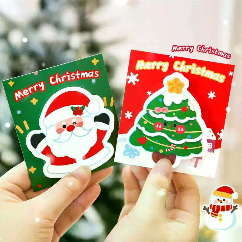5Pcs Christmas Santa Claus Snowman Tree Shaped Sticky Notes Cartoon School Supplies Kawaii Memo Pad Students Stationary Gifts