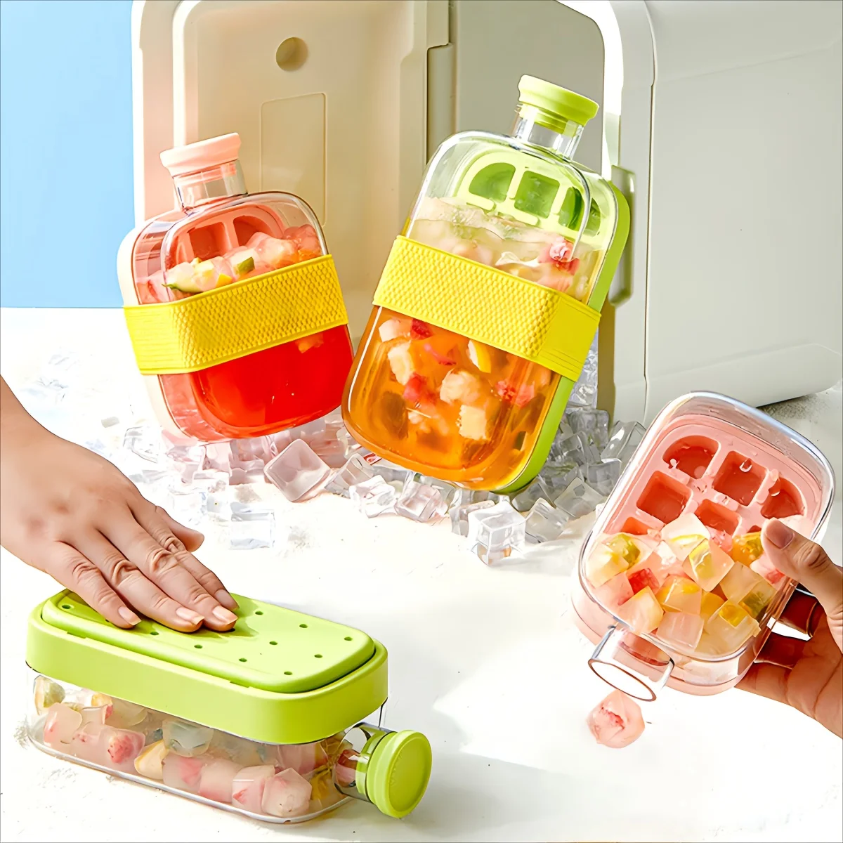 Eiswürfelform-Tablett, Presse, Eisflasche, Tasse, Wasserkocher mit Strohhalm, Whiskey, Eis, Wasserflasche, Eiswürfelbereiter, leicht zu drücken
