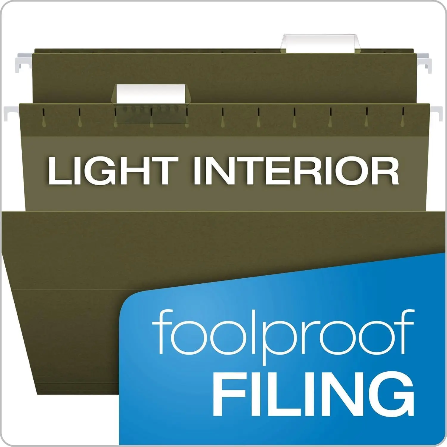 100 Pack Green Hanging File Folders Letter Size 8.5x11 Inches with Adjustable Tabs