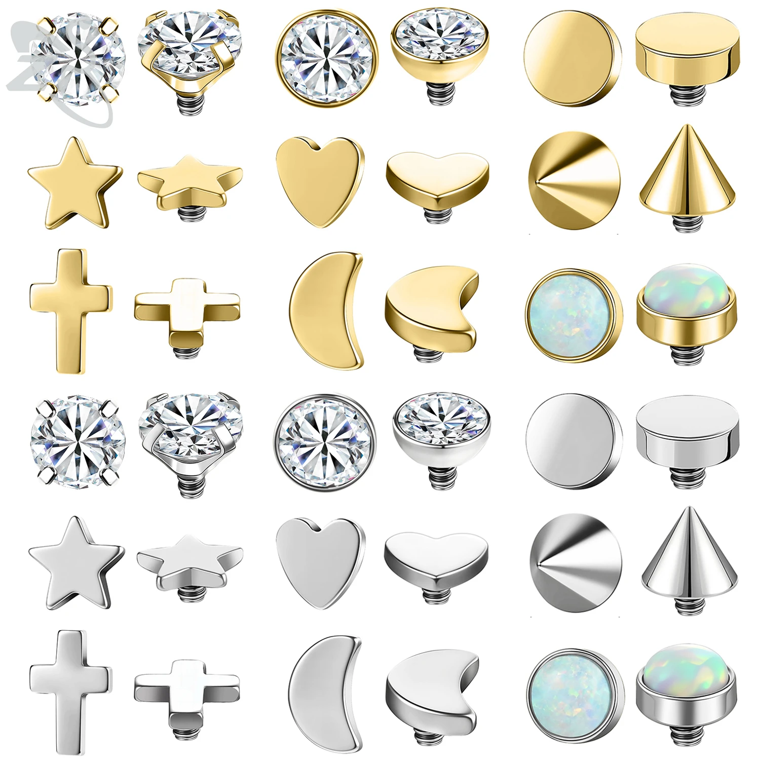 

ZS 1 Set 18G Stainless Steel Labret Lip Piercing Internal Thread Medusa Stud CZ Crystal Cartilage Tragus Helix Piercings 6-12MM