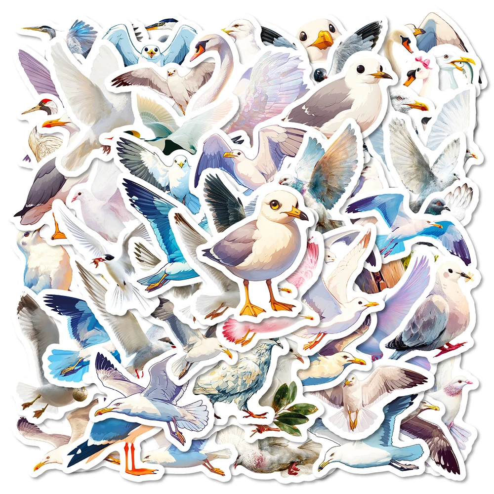 

10/30/56pcs Cute White Bird Series Animal Stickers Cartoon Seagulls Pigeons Decals DIY Suitcase Scrapbook Phone Sticker Packing