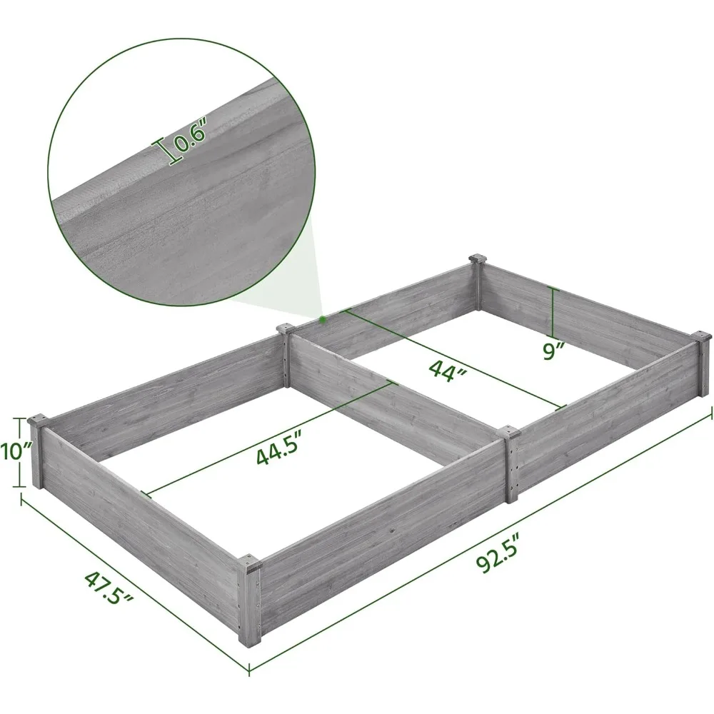 8×4ft Wooden Horticulture Raised Garden Bed Divisible Elevated Planting Planter Box for Flowers/Vegetables/Herbs in