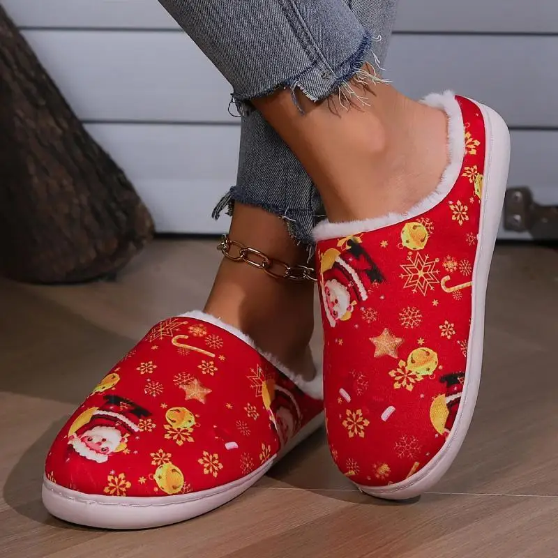Christmas Casual Slippers Women Home Winter Fluffy Luxury Designer Shoes Ladies Fashion Indoor Plush Slides Elegant Footwear - Image 2