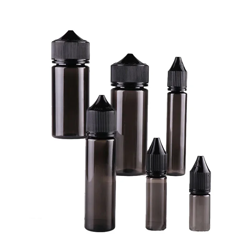 5Pcs 10ml/15ml/30ml/60ml/100ml/120ml Black Plastic Empty Dropper Bottles E Liquid Drop Bottle Long Tip Cap Vape Oil Containers