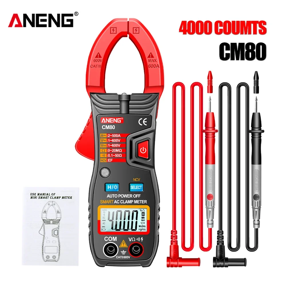 ANENG Klemmeter Multimeters CM81 600A AC-stroom CM80 500A AC-stroom Weerstand AC/DC-spanning Diode NCV Contactloze tester