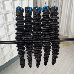 12A Deep Wave Bundles 100% Human Hair Extensions Weave #1B Natural Color Full 30inch Unprocessed Raw Virgin Human Hair For Women