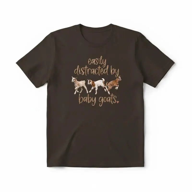 New Custom Easily Distracted By Baby Goats T Shirt Size Medium